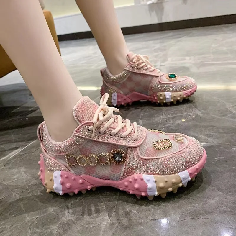 

New Fashion High-End Rhinestone Durian Women's Shoes, High QualityLow Top Autumn New Diamond Inlaid Women's Casual Sports Shoes