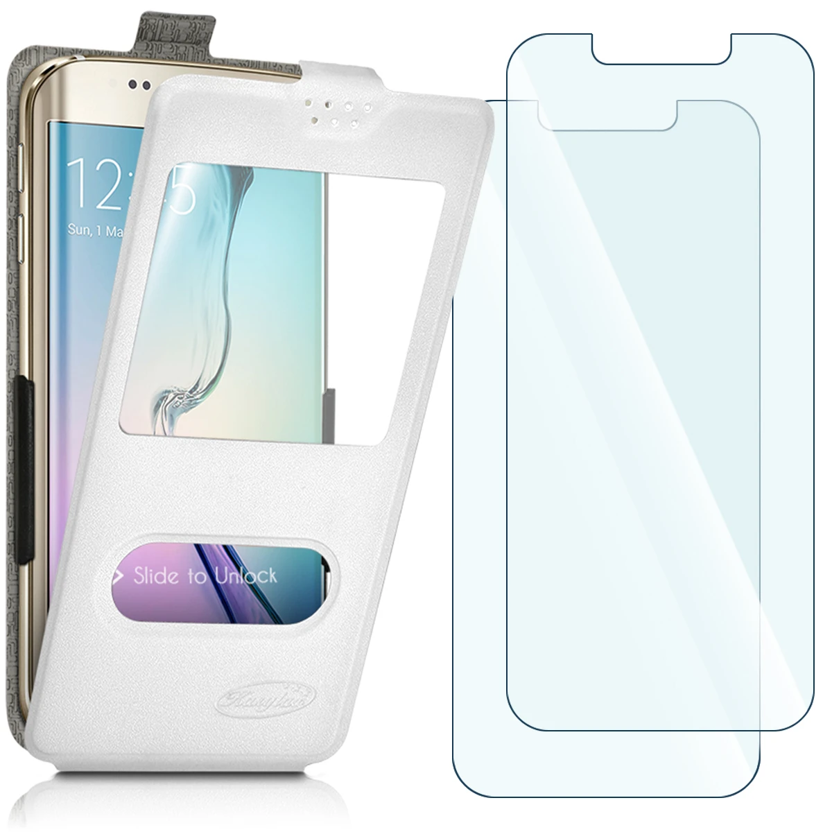 Pack 2 Verres Flexible + Etui S-view À Clapet Universel M Blanc Pour Danew  Konnect 506 - Mobile Phone Cases & Covers - AliExpress