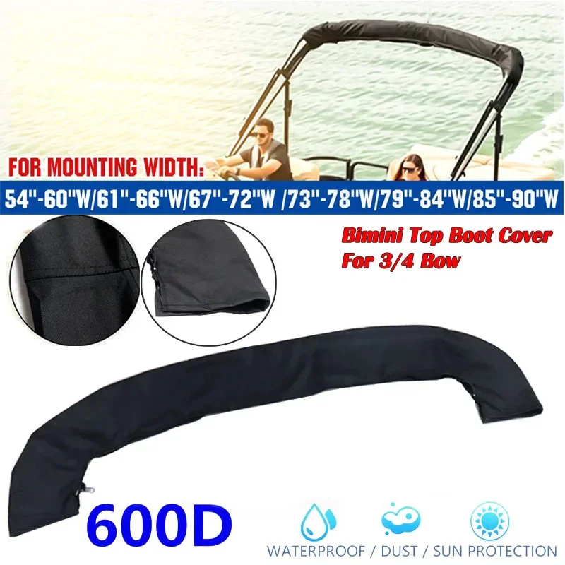 Waterproof 600D 3/4 Bow Bimini Top Boot Cover No Frame Yacht Boat Cover With Zipper Anti UV Dustproof Cover Marine Accessories