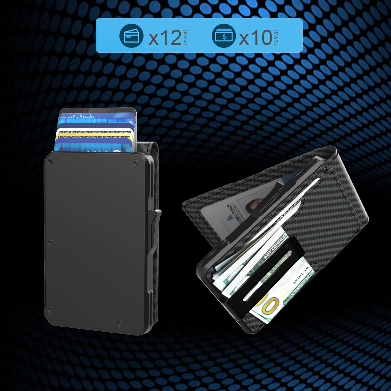 Lue's House Metal RFID Wallet for Men - 12 Card Slim Wallet with Pop-Up Anti-Theft Money Clip Minimalist Thin Design - Image 4