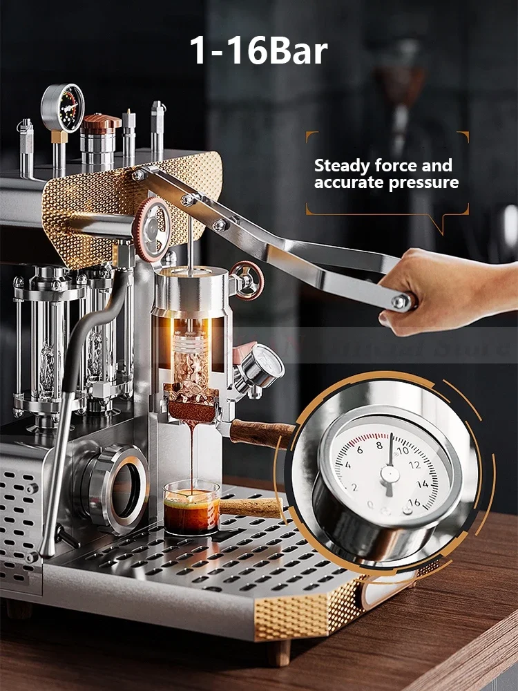 HomeWise 9Bar Manual Espresso Machine with PID Temperature Control 2.6L+3.6L Steam Milk Frother+Extraction Boiler Coffee Maker 2