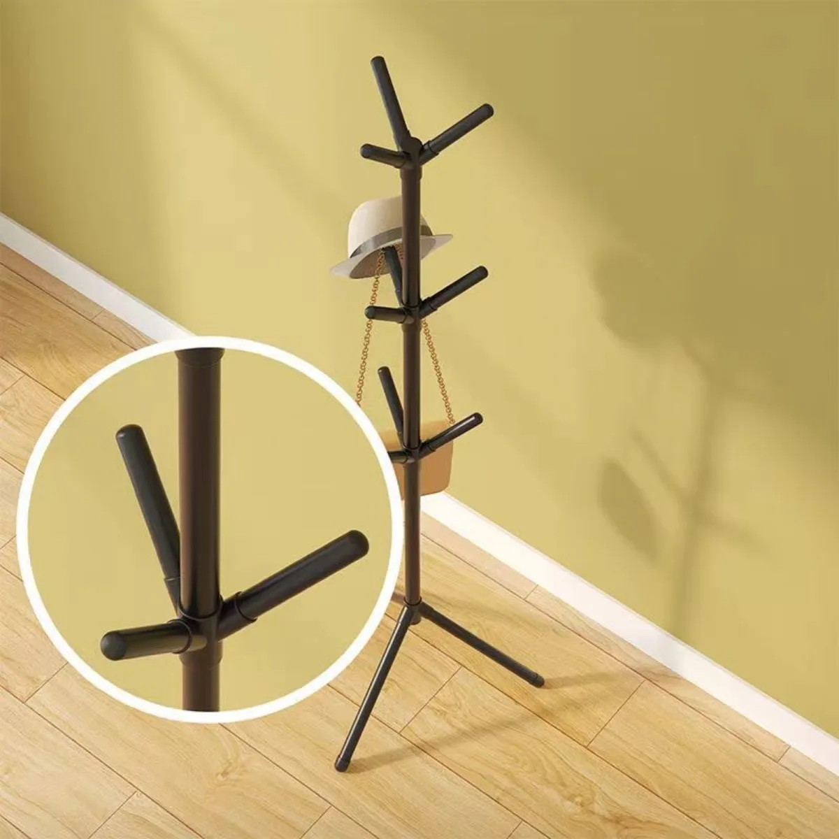 Clothes and Hats Rack Floor To Floor Bedroom Coat Hook Bedroom Vertical Tree Branch Shape Holder Hat Scarf Handbag Storage Hange — view 5