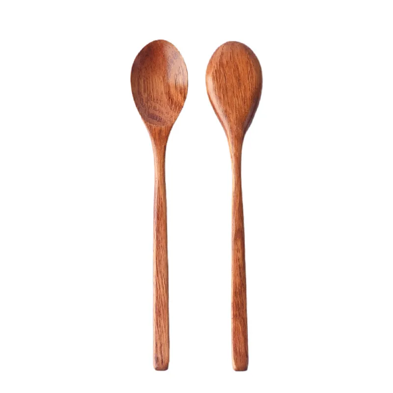 

200Pcs Handmade Wooden Spoon Wrapped Wire Dessert Rice Soup Scoop Japanese Tableware Long Handled Wood Mixing Spoon Kitchen Tool
