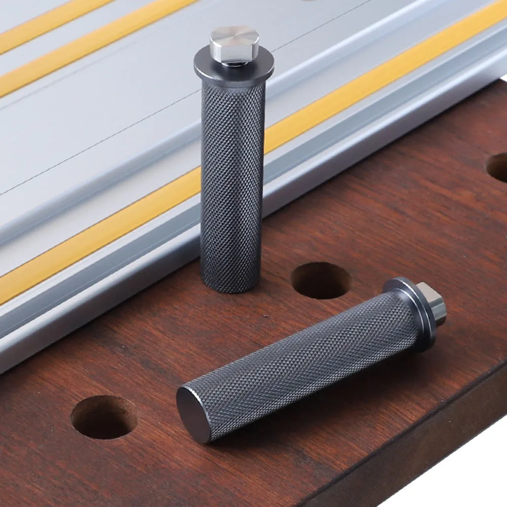 

2Pc Workbench Peg Brake Stops Clamp Aluminum Alloy 19/20mm Table Bench Limit Block Carpentry Hole Table Track Tenon Slide Holder