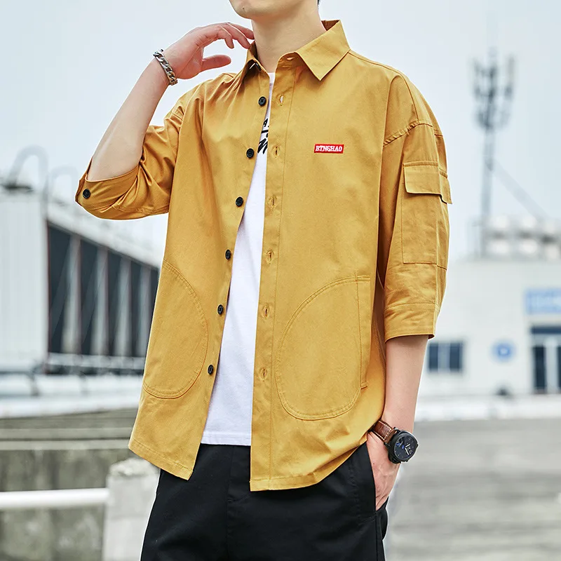 Men's Lined Long Sleeve Shirt Korean Version Of Casual Literary Jacket Loose New Comfortable Trend Coat Cotton
