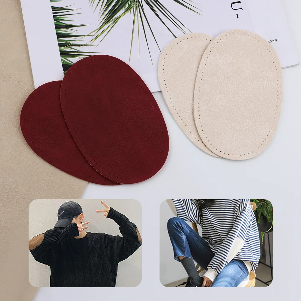 1Pair PU Leather Sew-on Oval Elbow Knee Patches DIY Repair Sewing Appliques Used for Alterations Repair Decoration on Clothing