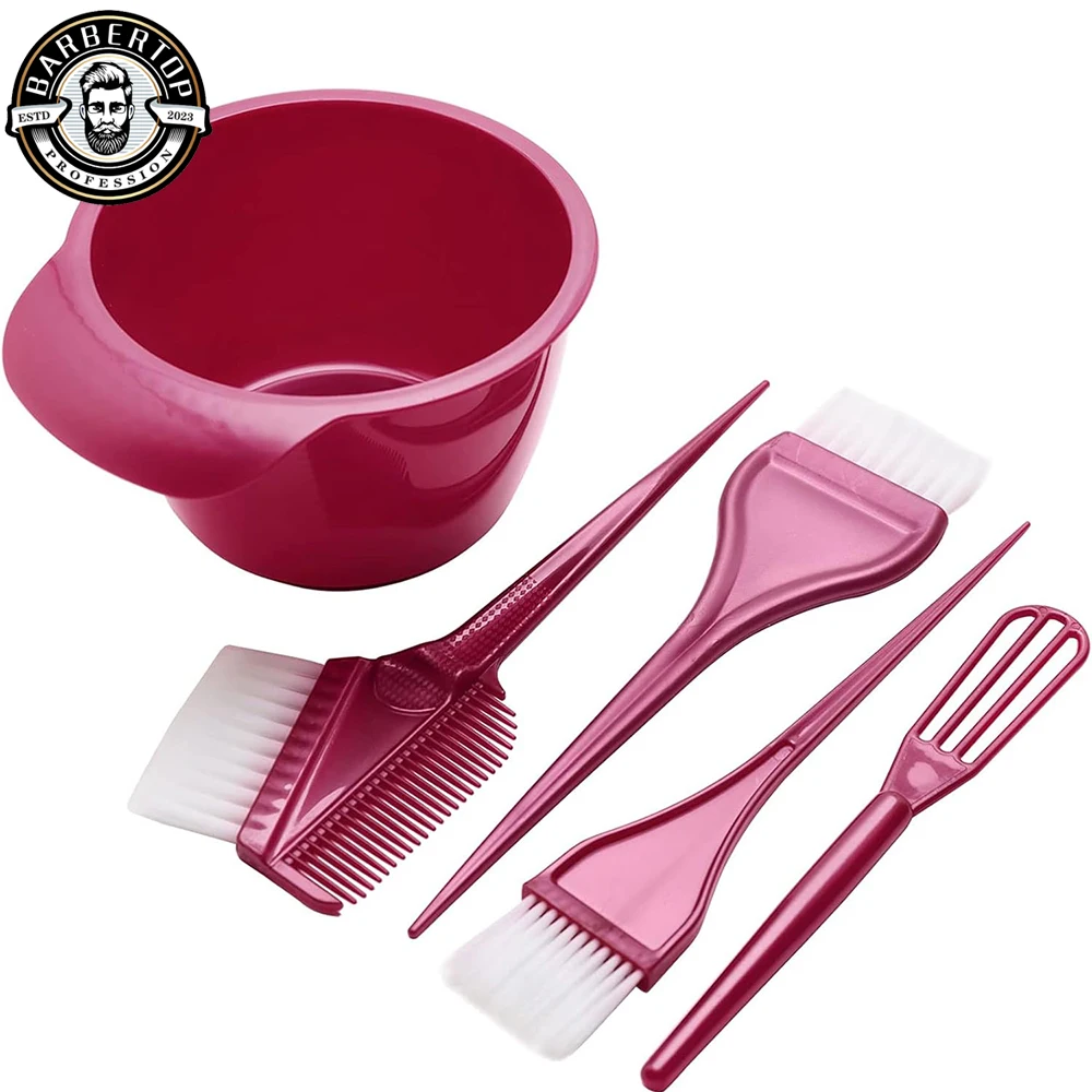 5PCSpeciality Salon Hair Color Dye Bowl Comb Brushes Tool Kit Set Tint Coloring Dye Bowl Comb Brush Twin Headed Brushes Set