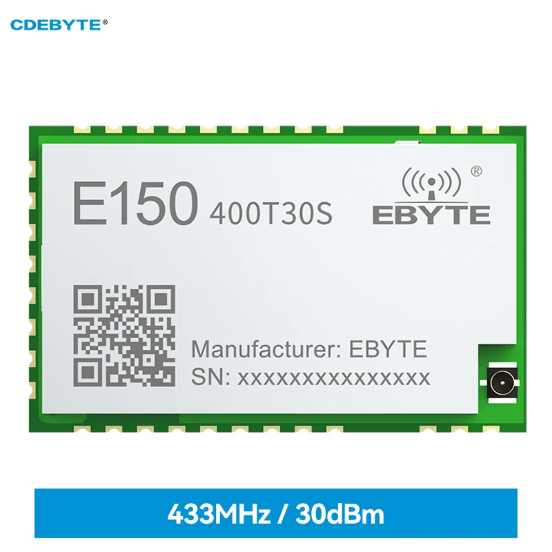 

LoRa Module 410.125～493.125MHz CDEBYTE E150-400T30S 30dBm IPEX 10km Modbus RTU Build-in PA+LNA 4 Input DI/Output DO UART Module