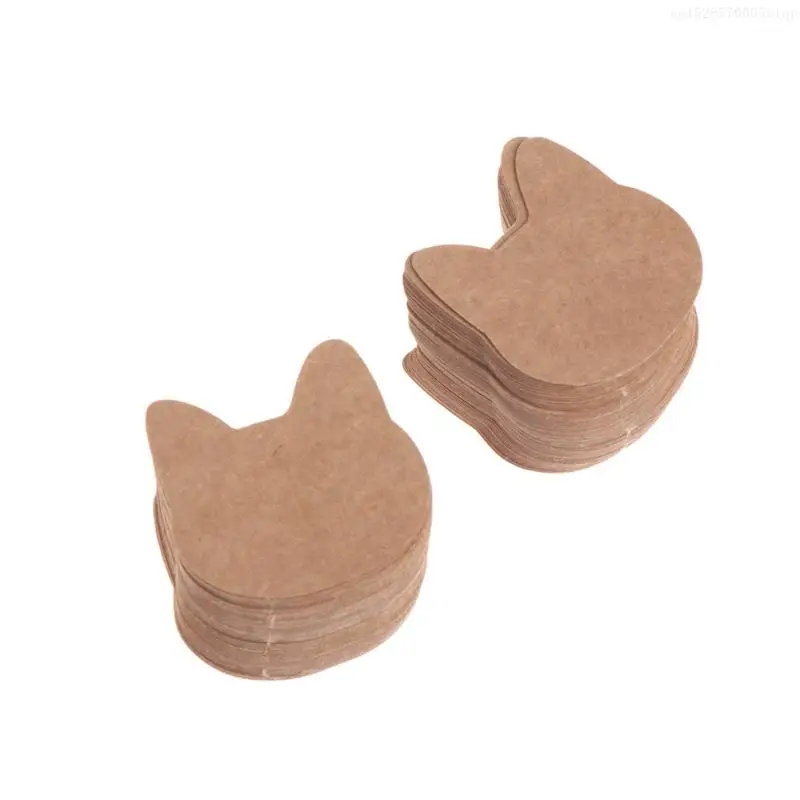 

Пустая этикетка из крафт-бумаги для искусства, свадьбы, дня рождения, бирки в форме кошки, 100 шт., F0S4