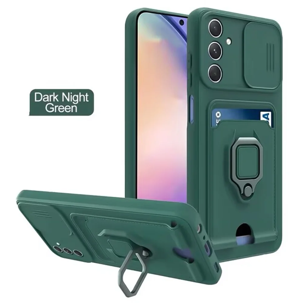 Luxury Camera Push Window Phone Case with Card Holder & Magnetic Stand Cover