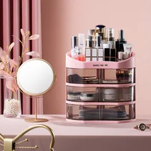 Cosmetics Storage Box Multi Drawer Rotatable Makeup Organizer Light Luxury Jewelry Storage Box Lipstick Perfume Storage Rack