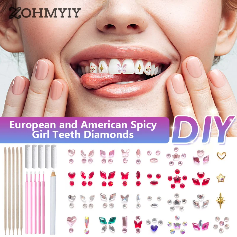 

Dental Drill Tooth Jewelry Ornaments With Box Diy Stickers Teeth Gems Beauty Diamond Dental Crystal Teeth Jewelry Gem Decoration