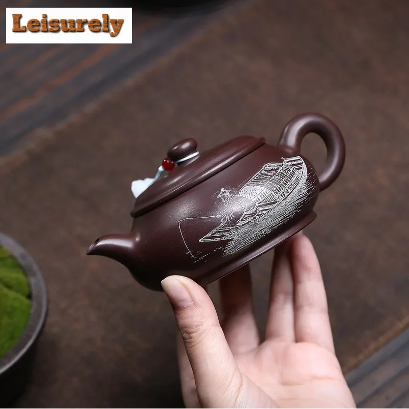 200ml Creative Yixing Purple Clay Teapots Handmade Open Oven Pot Raw Ore Purple Mud Kettle With Strainer Zisha Tea Set Cafes