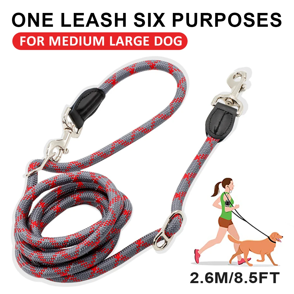 

Dog Training Leash Reflective Double Head Adjustable Pet for Medium Large Dog Straps Running Free Hands Nylon Rope Walks for Pet