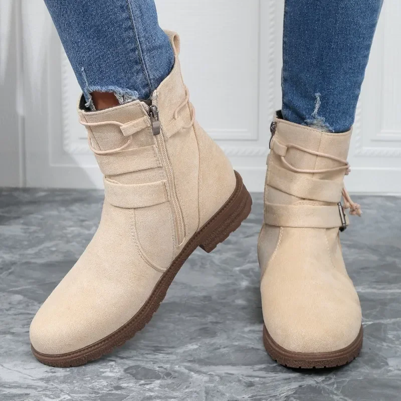 Ankle Boots for Women 2023 New Autumn Winter Women's Boots Comfortable Low Heel Side Zipper Casual Short Boots Botas De Mujer