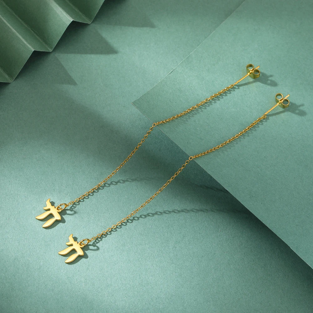 Dawapara Chai Symbol Charm Damen Ohrringe Mondphase Hebräischer Buchstabe Lebenssegen Jüdischer Schmuck Edelstahl Ohrringe – Detail 19
