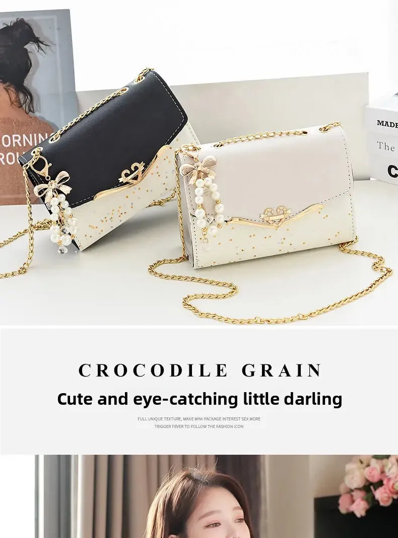 Fashionable Bright Leather Chain Crossbody Bag Women's Single Shoulder Small Square Bag Hot Sale of the Season New Style