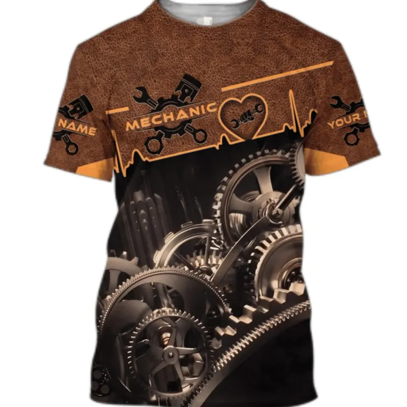 

New 2023 Summer Men T Shirt Vintage Clothing Personalized Name Mechanic 3d Print Tops Street Casual Sports Oversized Pullove