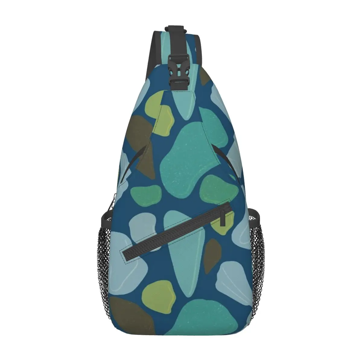 

Seaglass Beachcombing Pattern Chest Bag Personalized With Zipper Mesh Bag Daily Nice gift Multi-Style