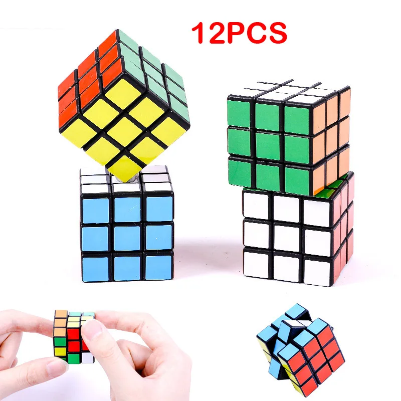 12 Pz/Set Mini 3Cm Cube Kids Birthday Party Toys Smooth Speed Magic Cube Puzzle Educativo Precoce Bomboniere Regali Forniture
