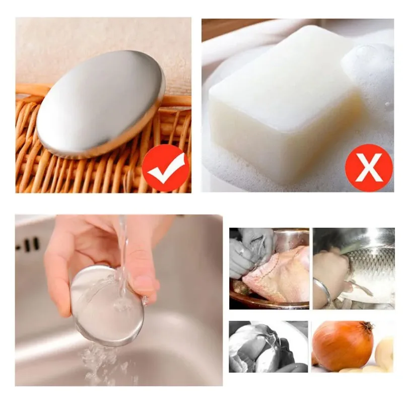 Stainless Steel Soap Hand Odor Remover Bar Soap Garlic Deodorize Gadget Tools Kitchen Bar Eliminating Odor Remover
