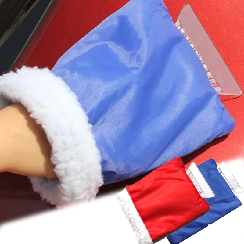 Two in One Car Plush Warm Gloves Snow Shovel Winter Car Snow Shovel Plush Warm Defrost Accessories