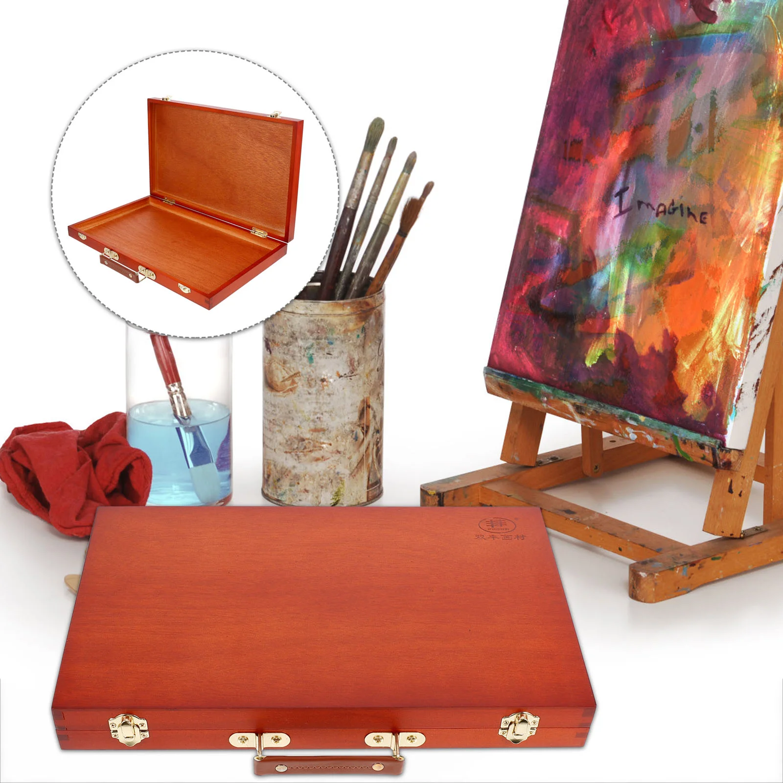 

Painting Box Drawing Case Toolbox Accessory Chest Wooden Pigment Empty Container Watercolor Oil Pen Luxurious