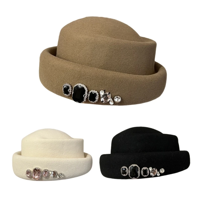 

Popular Woolen Top Hat Female Girls Vintage Walking Hat Women Casual Accessory