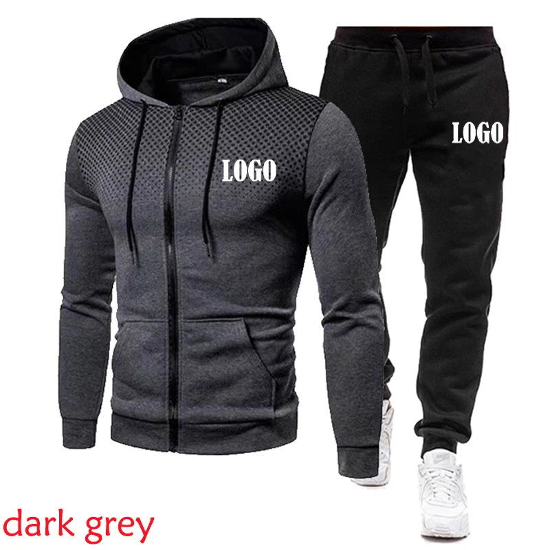 New Hoodie Set Fashion Double Zipper Hoodie Mens Tracksuit Sports Wear Pullover Sweatershirt Suits/Sets Hoodies+Pants