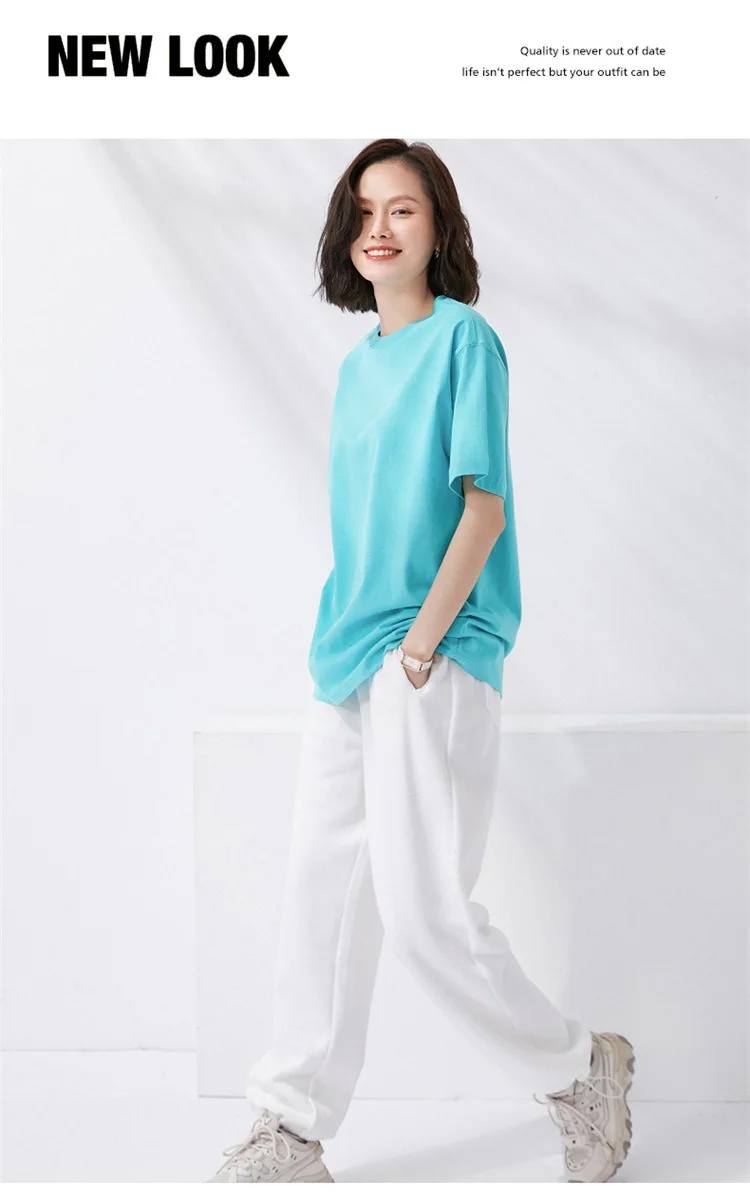 Women T-shirts 2024 Summer Tops Solid Short Sleeve Loose O-neck 100% Cotton Casual Ladies Shirts Harajuku Korean Woman Tshirts