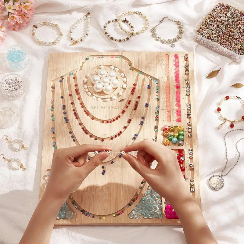 Bamboo Bead Board Bead Design Board Making Supplies Beading Trays Mats 11.8x15 Inch For Bracelet Necklaces Jewelry Making jewelry making supplies craft supplies