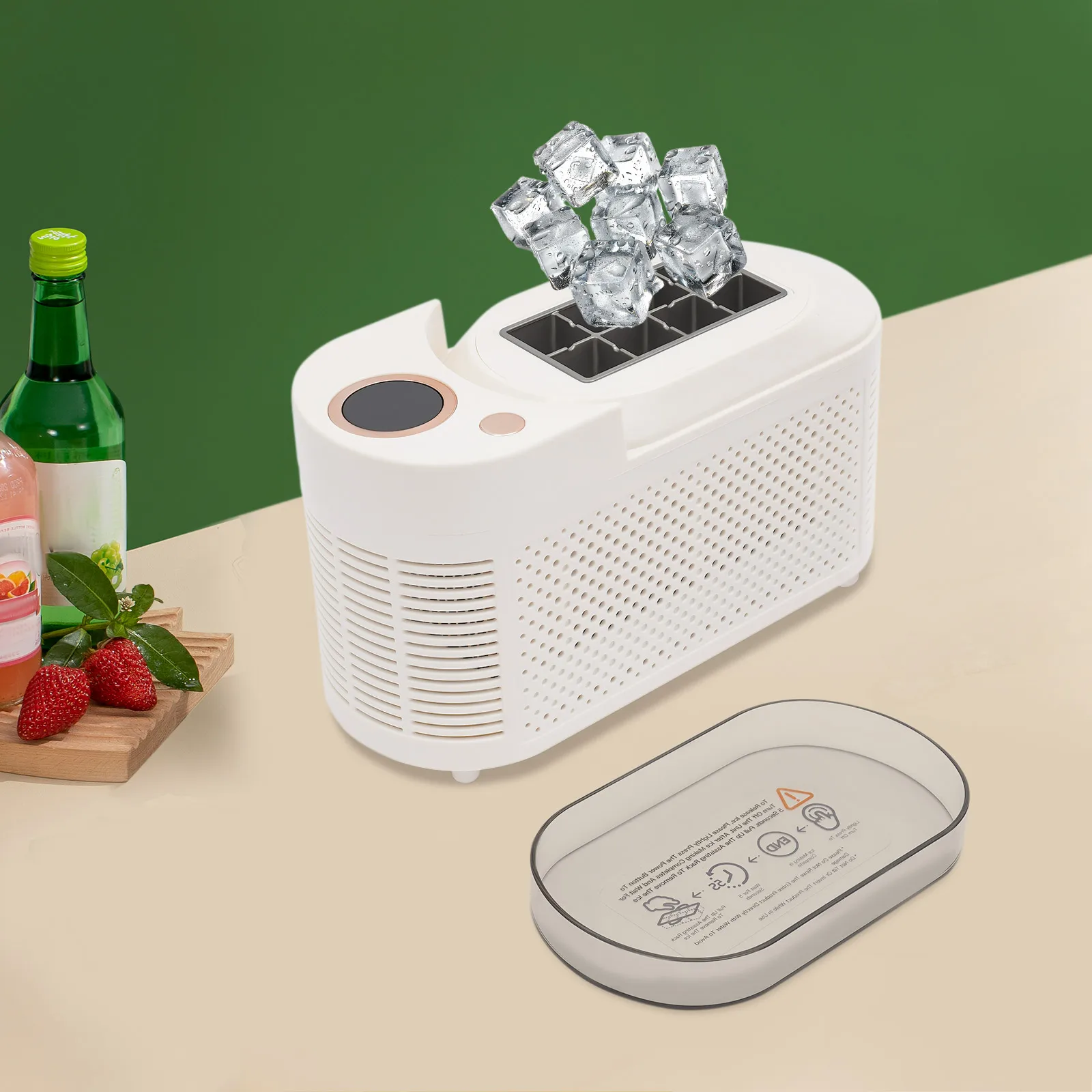 120W Portable Small Ice Maker, Countertop Ice Making Machine 8 Cubes Compact Ice-making for Home/Car/Travel