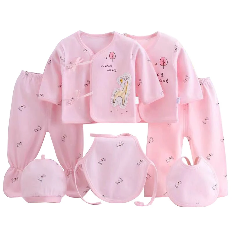 7Piece Spring Autumn Newborn Girls Clothes Boys Outfit Set Casual Cartoon Cute Cotton Long Sleeve Tops+Pants Baby Stuff