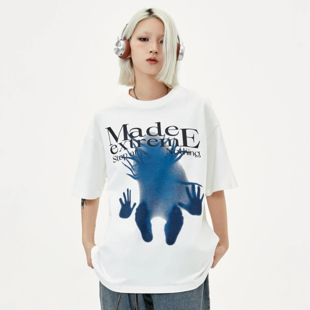 

Футболка женская оверсайз с принтом пальмы, уличная одежда в стиле Харадзюку, свободная хлопковая рубашка в стиле хип-хоп, темно-серая белая, 2024