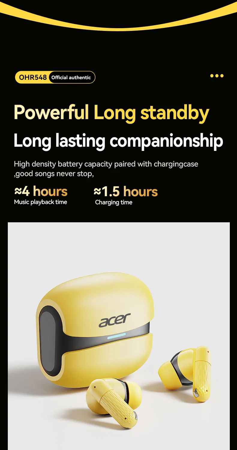Acer Ohr548 Wireless Bluetooth Headphones with In-Ear Design, Anc Call Noise Reduction, Charging Case, Stereo Sound Effect, Low Latency for Gaming, Comfortable Fit for Sports, Running, and Fitness S3b60ad769e244e47be960a1de11f8aafZ