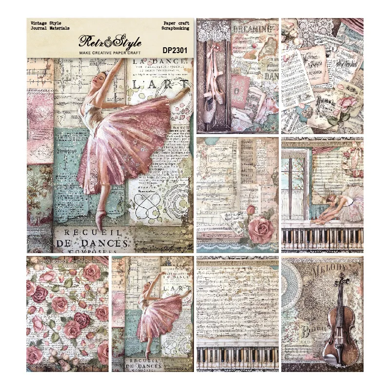 NEW-8-Sheets-A5-Retro-Dance-Girl-Scrapbooking-Material-Hand-Account ...