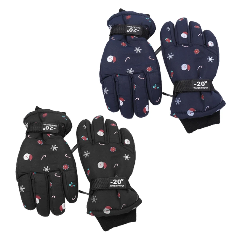 

Christmas Pattern Full Finger Gloves Fleece Lined Mittens Winter Ski Mittens 40JC