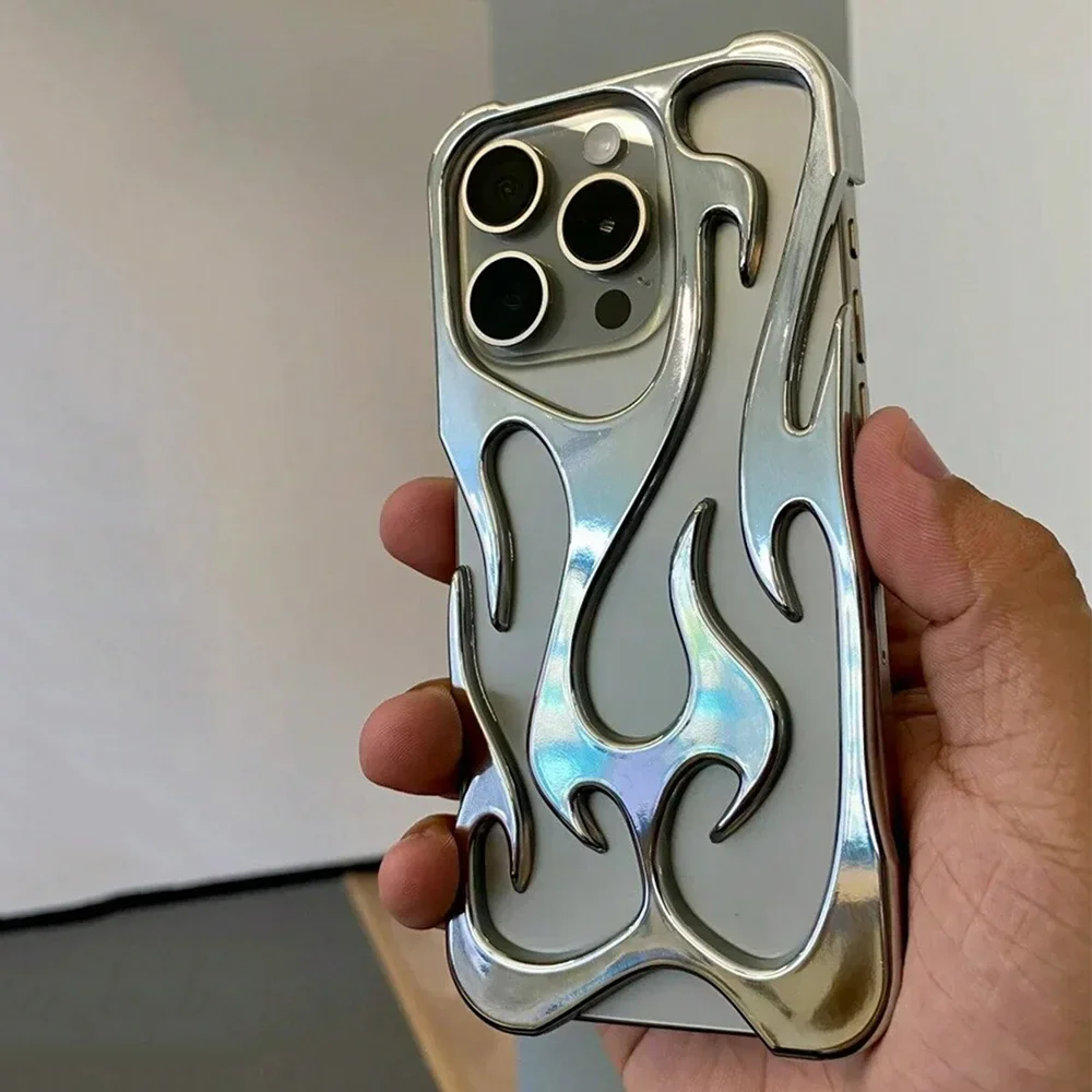 Fashion Hollowed Fire Flame Phone Case - Full Lens Protection Shockproof Armor Cover