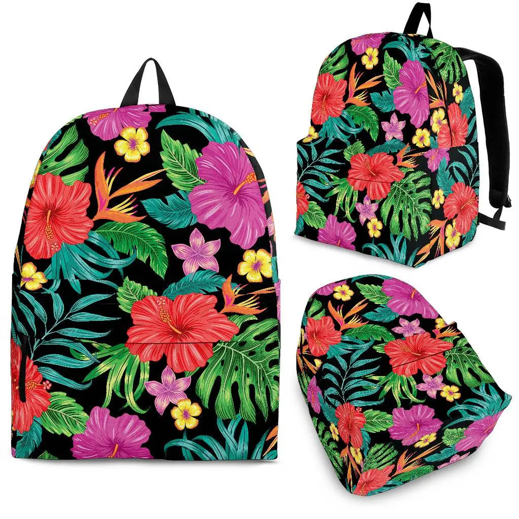 

Рюкзак YIKELUO Hibiscus Bird Of Paradise Plumeria с тропическим растением и принтом пальмовых листьев, вместительная Студенческая сумка для ноутбука для колледжа