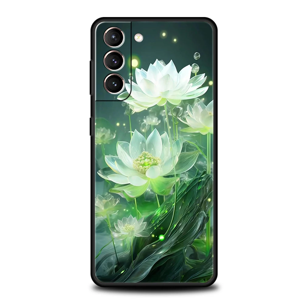 White Lotus Floral Soft TPU Phone Case Cover