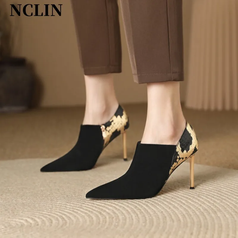

2024 Spring Kid Suede Women Shoes High Heel Animal Prints Pumps Pointed Toe Shoes Woman Thin Heels for Women Zapatos Para Mujer
