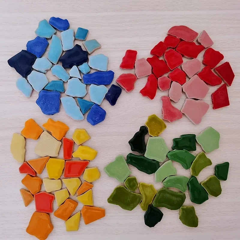 3.5oz/100g Polygon Porcelain Mosaic Tiles DIY Craft Ceramic Tile Mosaic Making Materials 1-4cm Length,1~4g/pc,3.5mm Thickness