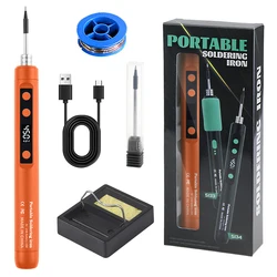 Portable USB Rechargeable Soldering Iron Set with Adjustable Temperature (C201S O SET1)