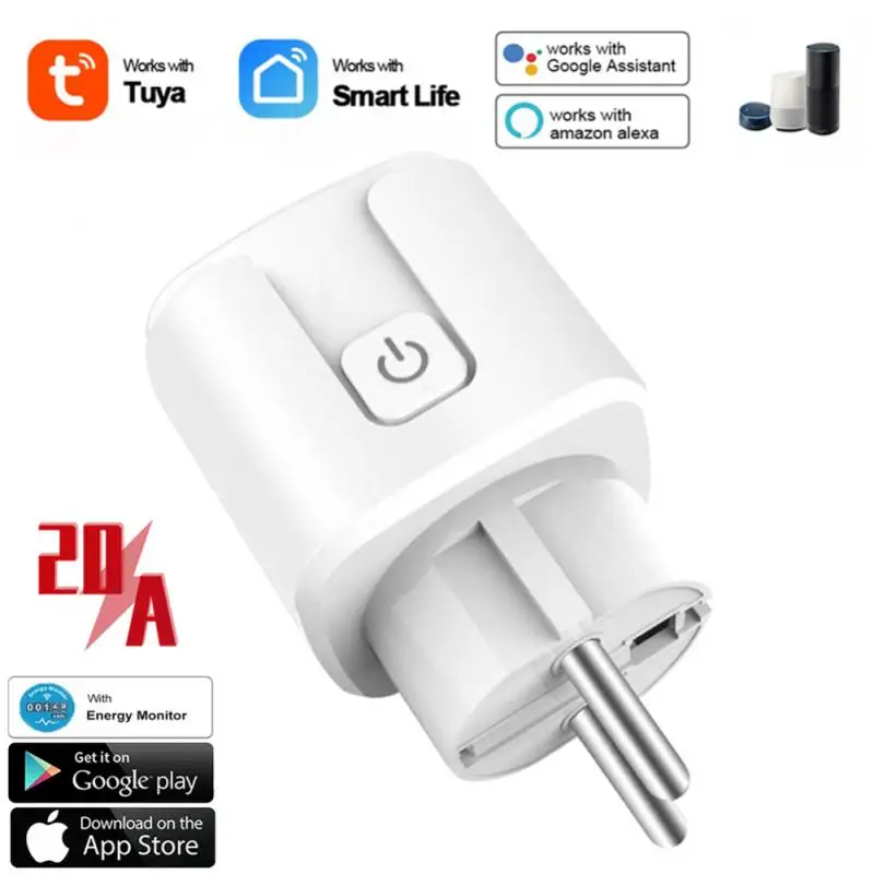 Tuya Zigbee 20A Smart Plug Eu Plug Presa Remota Smart Timer Controllo Vocale Home Ignifugo Pc Smart Power Socket Google Home