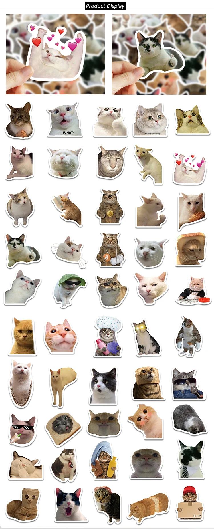 50 Stück süße Katzen, lustige Graffiti-Aufkleber, Cartoon-DIY-Laptop, Koffer, Sammelalbum, Skate, Laptop, Fahrrad, wasserfeste Aufkleber – Detail 2