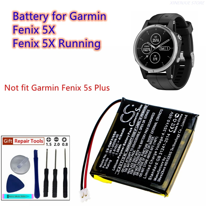 Batería de reloj inteligente para Garmin Fenix 5X, 3,7 V/230mAh