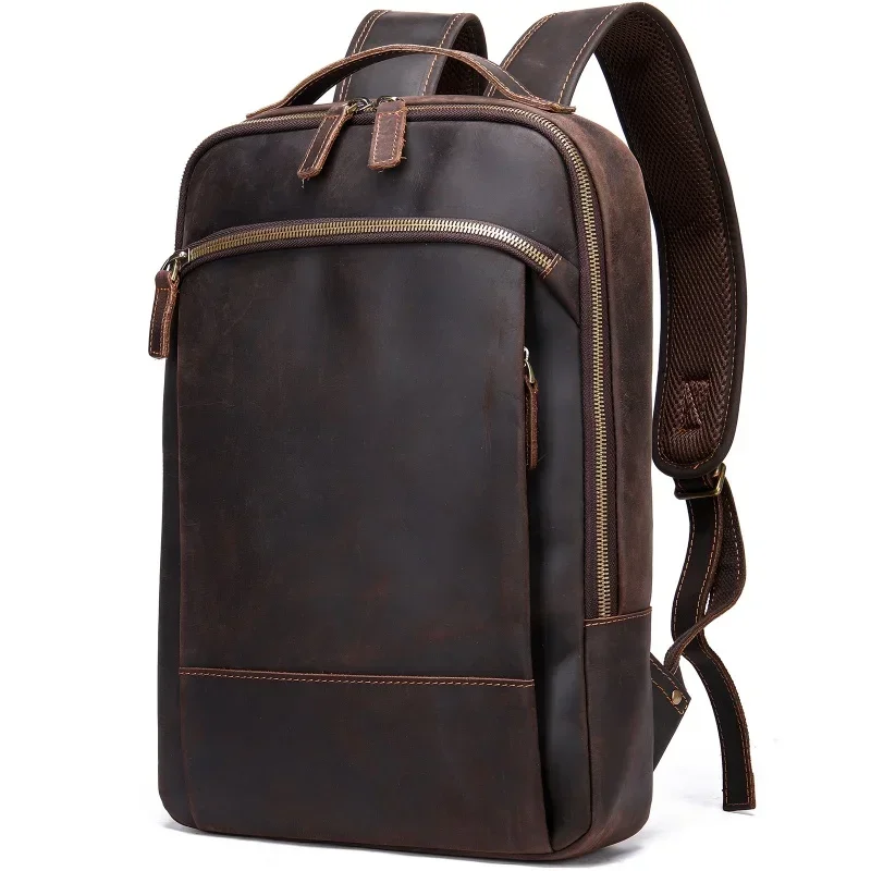 

Business Laptop Backpack Big Capacity Cow Leather Bagpack Casual Rucksack Men's Backpack Multifunctional Waterproof Bag For Male