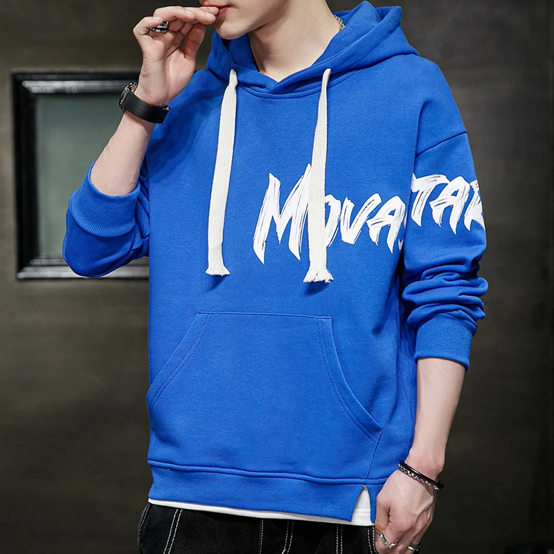 Men's Spring Autumn Hooded Letter Print Patchwork Pocket Long Sleeve T-shirt Sports Hoodies Casual Office Lady Vintage Tops