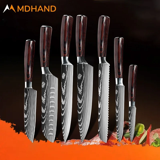 Stainless Steel Drawing Gyuto Cleaver Set Slicer  Stainless Steel Kitchen  Knives - Kitchen Knives - Aliexpress