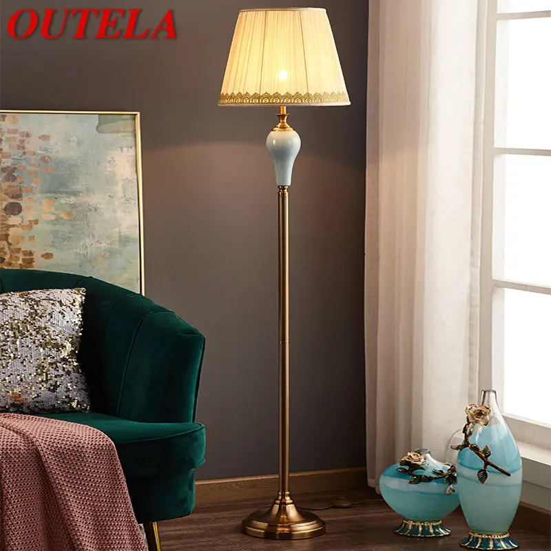

OUTELA Ceramics Floor Lamp LED Dimming Modern Creative American Fashion Standing Light For Home Living Room Bedroom